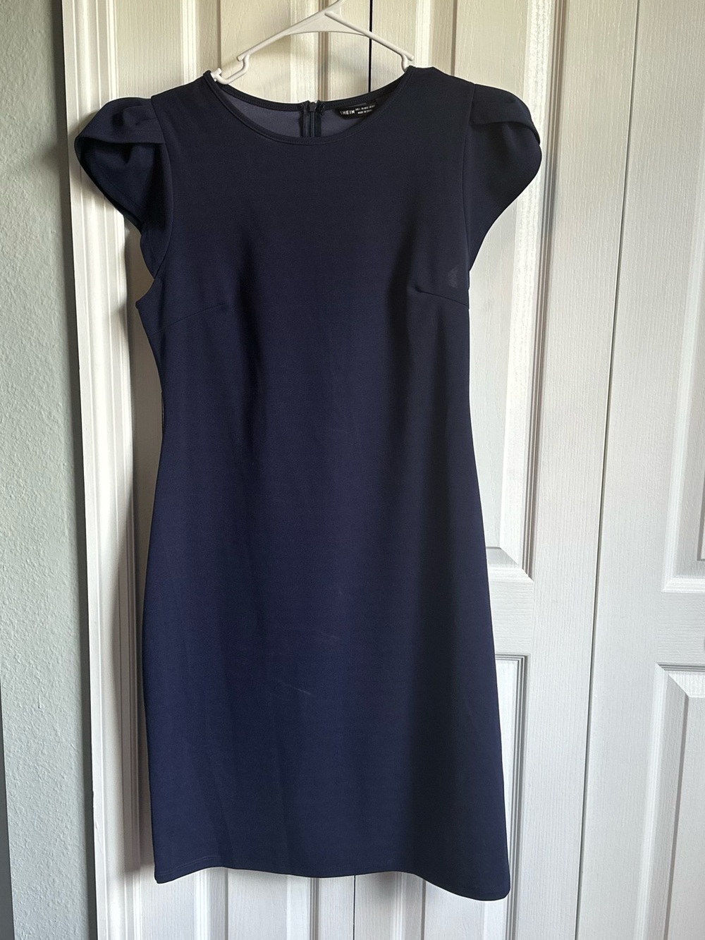 SHEIN Navy Flutter Sleeve Sheath Dress Size Large